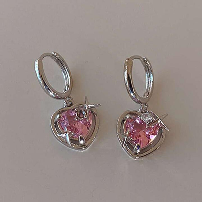 Pink Sparking Star Earrings