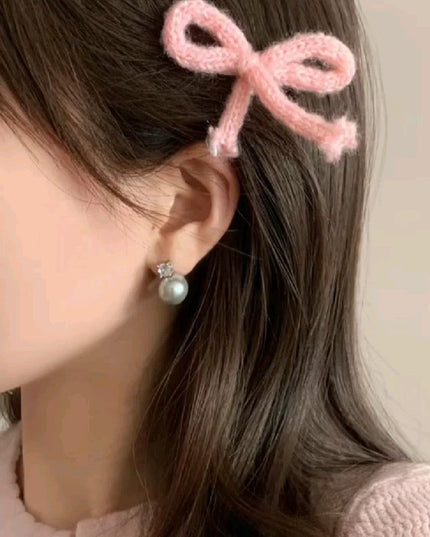 2Pcs Knitted Bow Hairpins