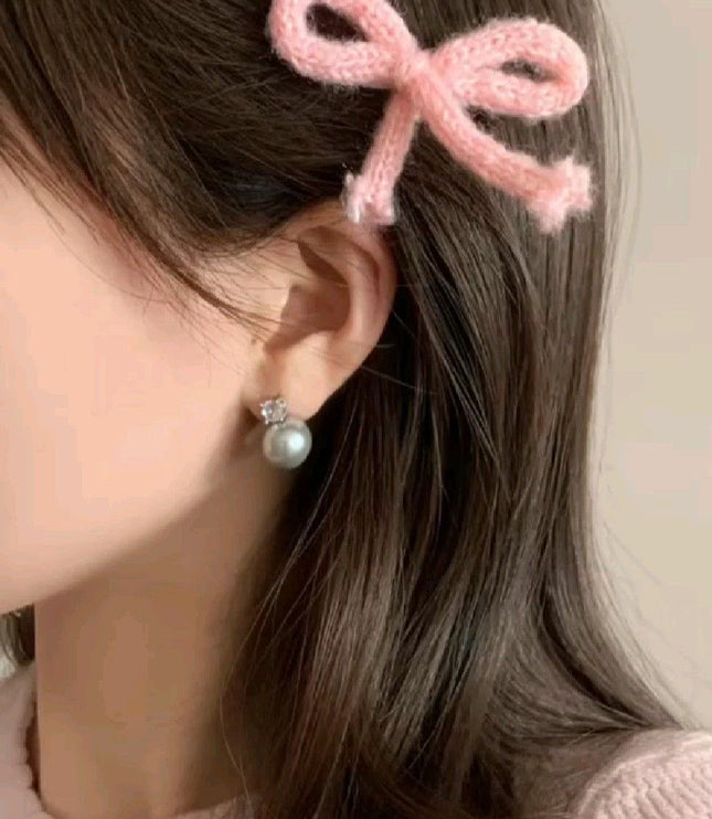 2Pcs Knitted Bow Hairpins