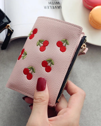 Cherry Embroidery Wallet