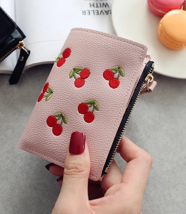 Cherry Embroidery Wallet