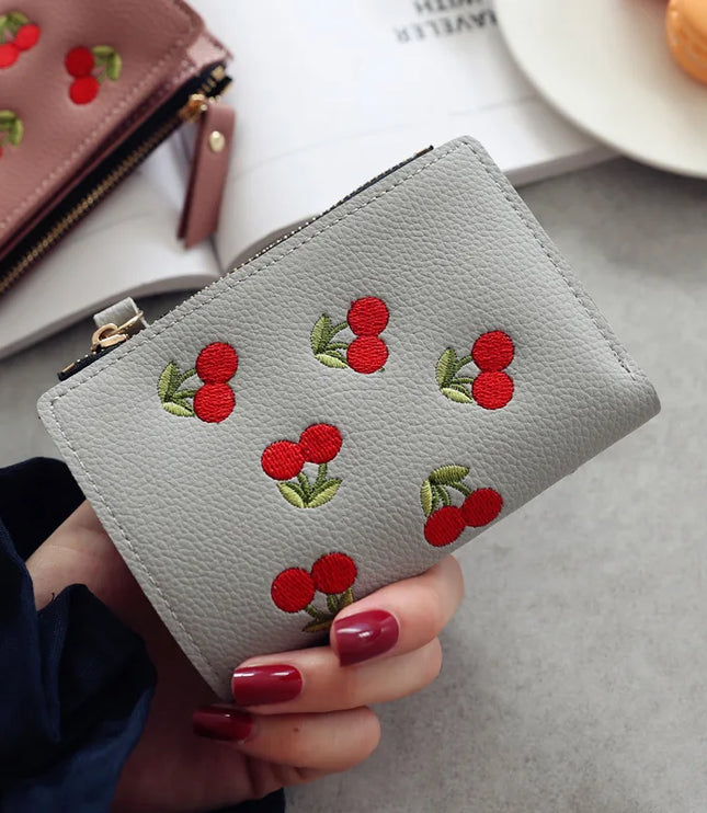 Cherry Embroidery Wallet