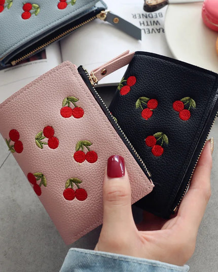 Cherry Embroidery Wallet