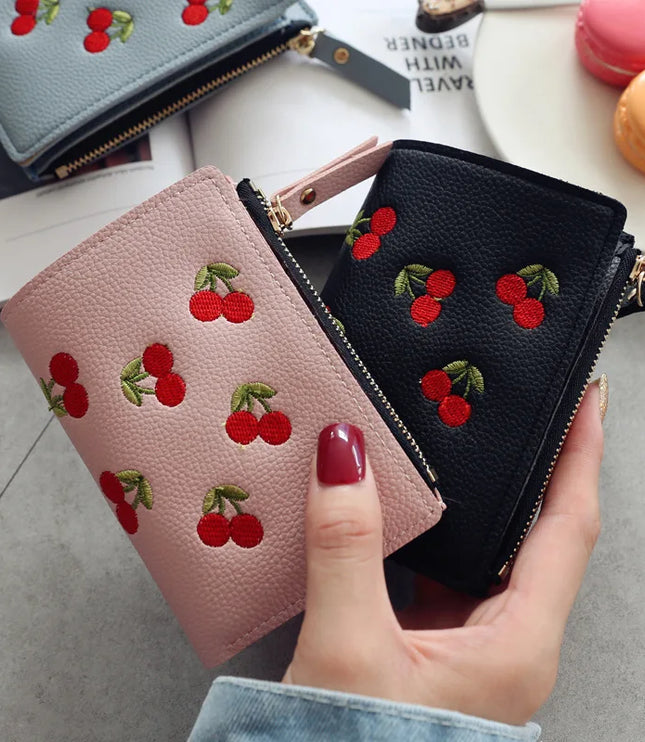 Cherry Embroidery Wallet