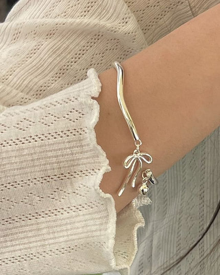 Silver Bowknot Bell Bracelet