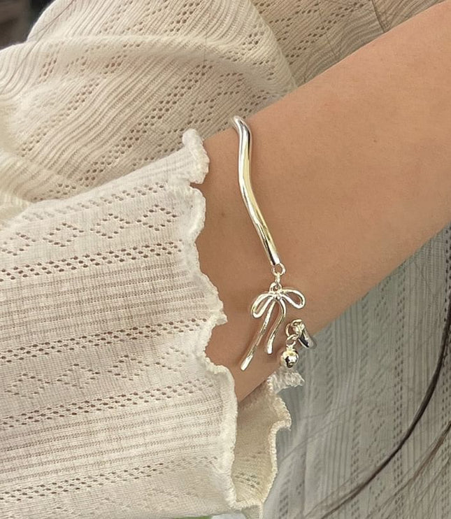 Silver Bowknot Bell Bracelet