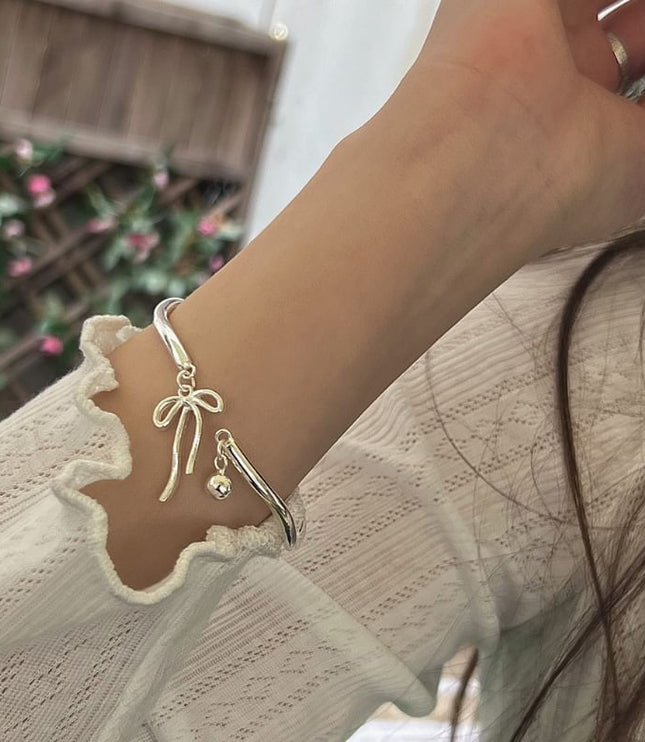 Silver Bowknot Bell Bracelet