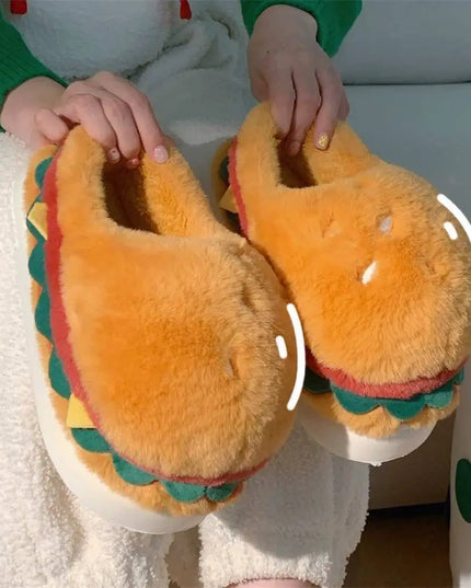 Hamburger Plush Slippers