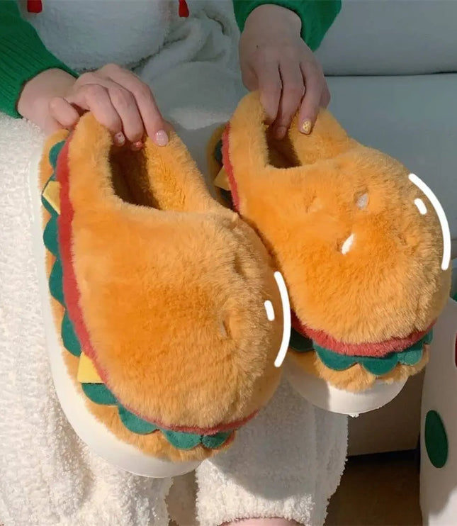 Hamburger Plush Slippers