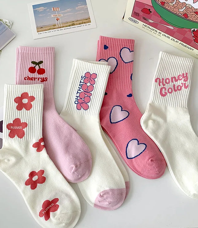 5Pairs Pink Dream Socks