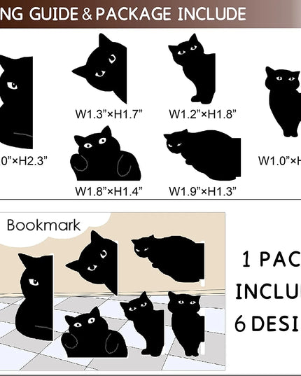 6Pcs Black Cat Bookmark