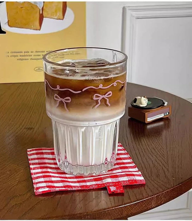 Pink Bow Glass Cup