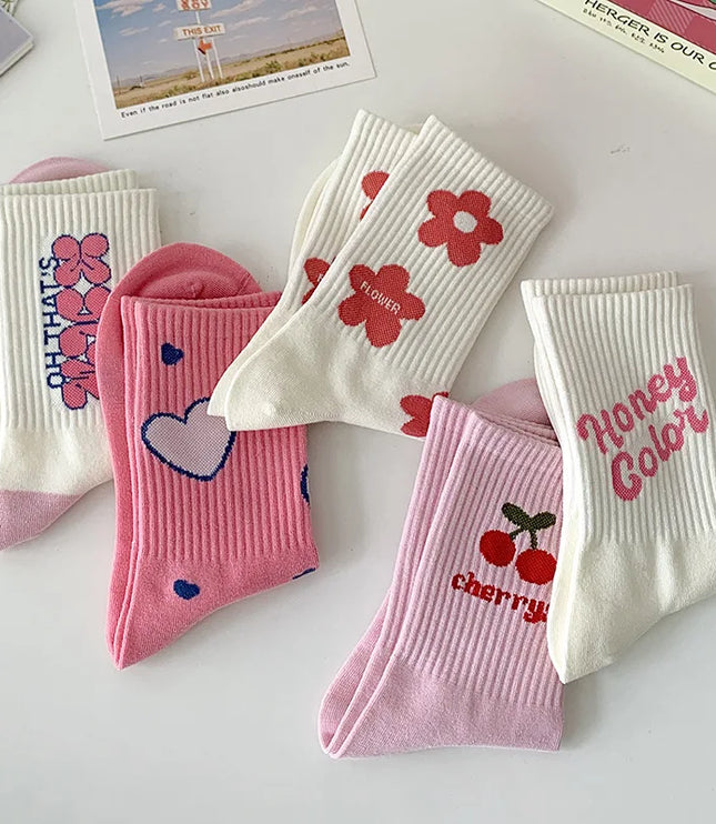 5Pairs Pink Dream Socks