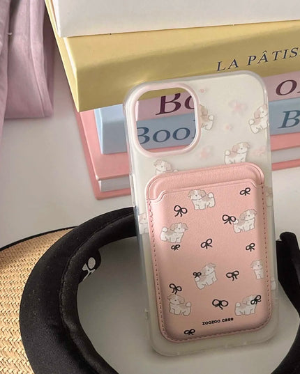 Pink Dog Phone Case + Cardholder