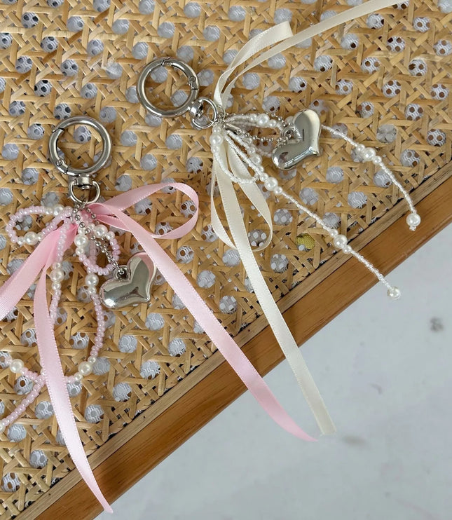 Bowknot and Pearl Keychain