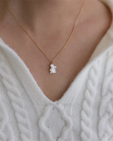 Moon Watching Rabbit Necklace