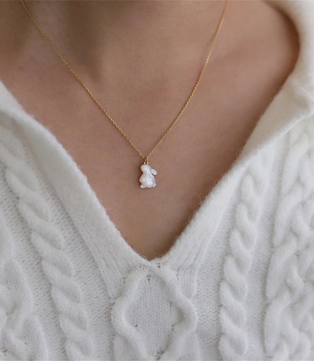 Moon Watching Rabbit Necklace