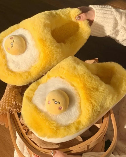 Egg Yolk Plush Slippers