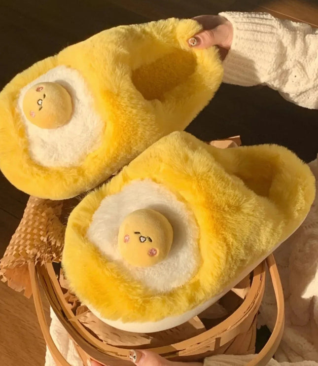 Egg Yolk Plush Slippers