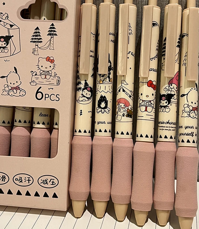 6Pcs SANRIO Camping Gel Pens