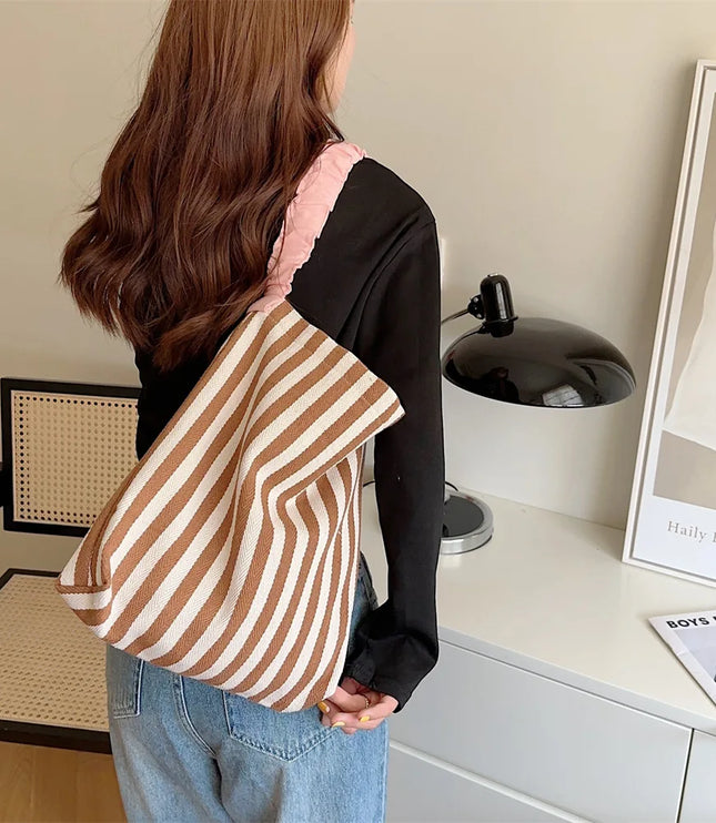 Striped Shoulder Bag Tote