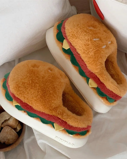 Hamburger Plush Slippers