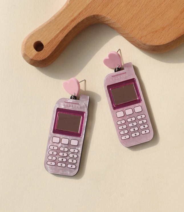 Pink Phone Earrings