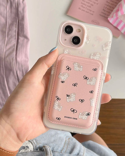 Pink Dog Phone Case + Cardholder