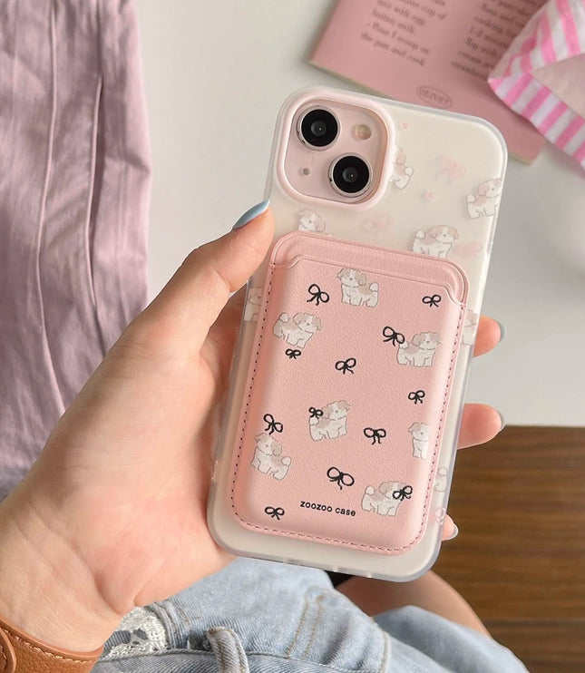 Pink Dog Phone Case + Cardholder