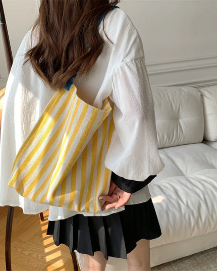 Striped Shoulder Bag Tote