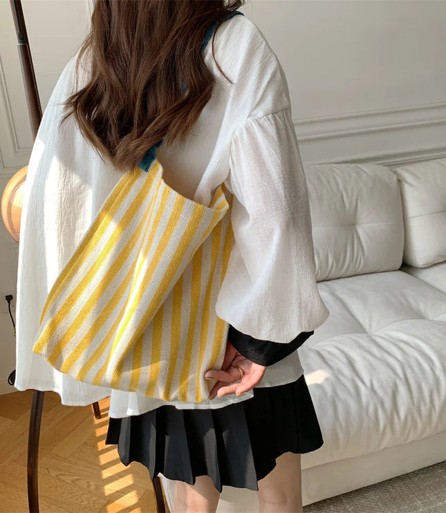 Striped Shoulder Bag Tote