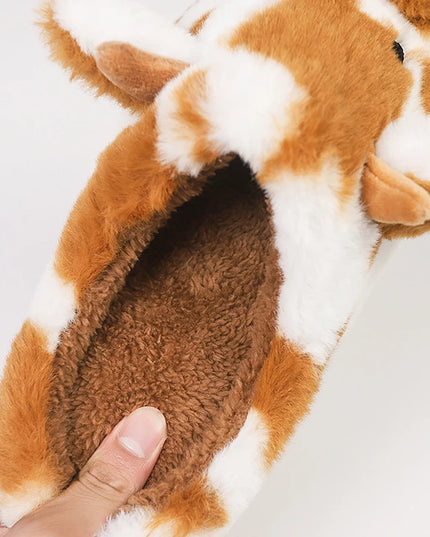 Brown Cow Plush Slippers