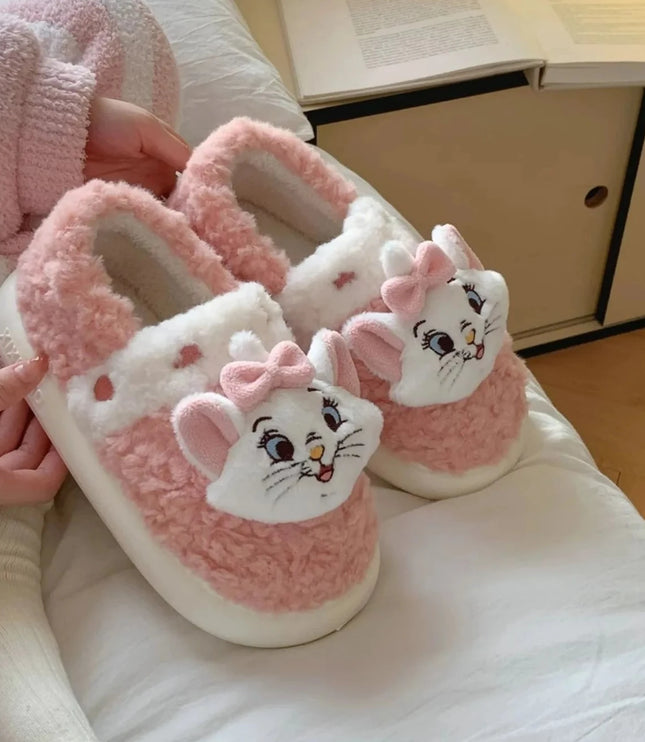 Mary Cat Plush Slippers