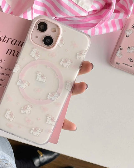 Pink Dog Phone Case + Cardholder