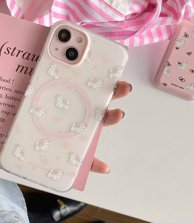 Pink Dog Phone Case + Cardholder