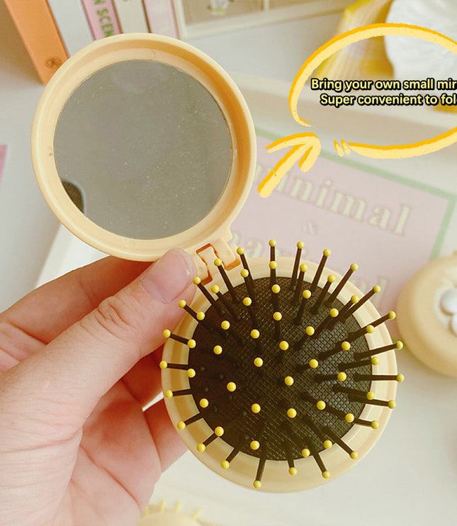 Mini Yellow Pocket Mirror & Comb