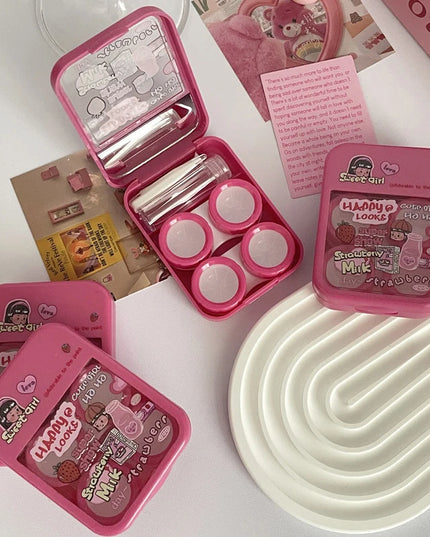 Strawberry Milk Contact Lenses Case & Kit