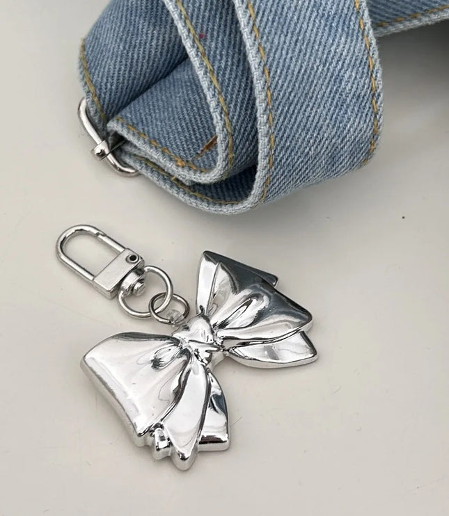 Silver Bow Bag Charm