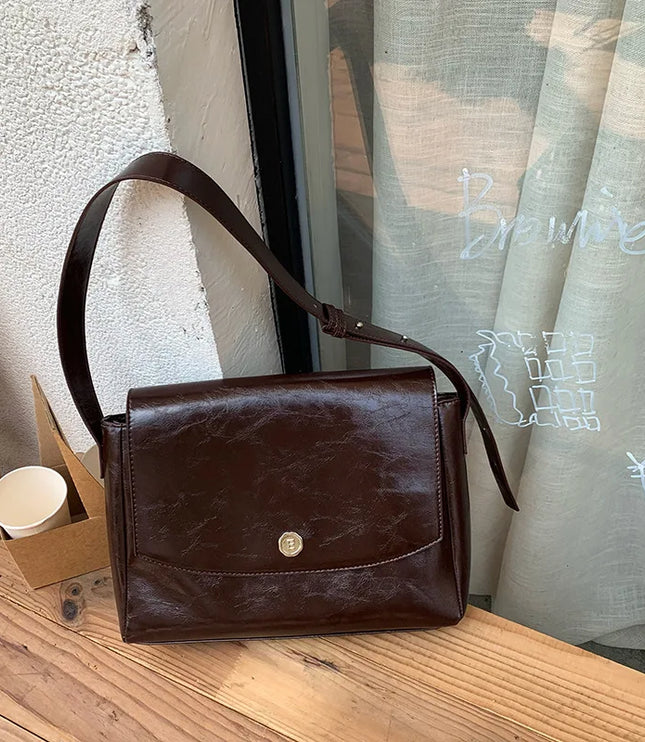 Vintage Leather Large Shoulder Bag