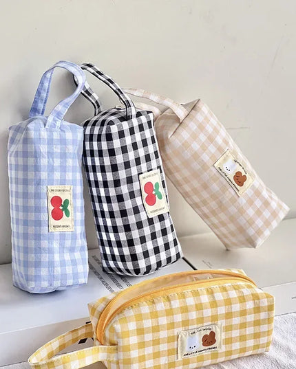 Cherry Plaid Pencil Case