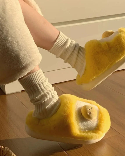 Egg Yolk Plush Slippers