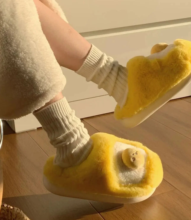 Egg Yolk Plush Slippers