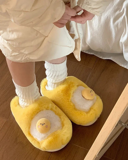 Egg Yolk Plush Slippers