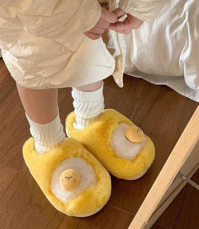 Egg Yolk Plush Slippers