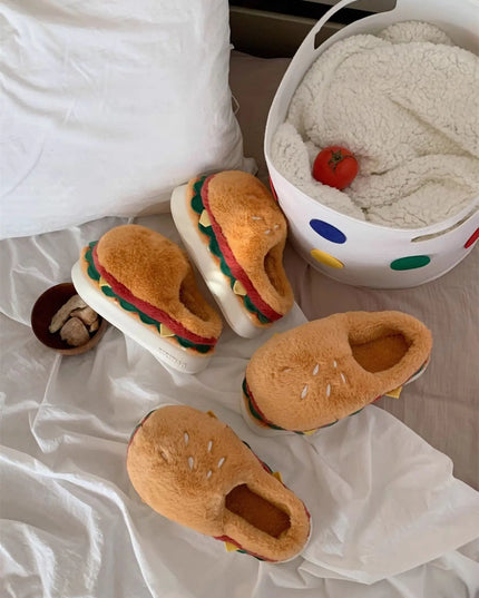 Hamburger Plush Slippers