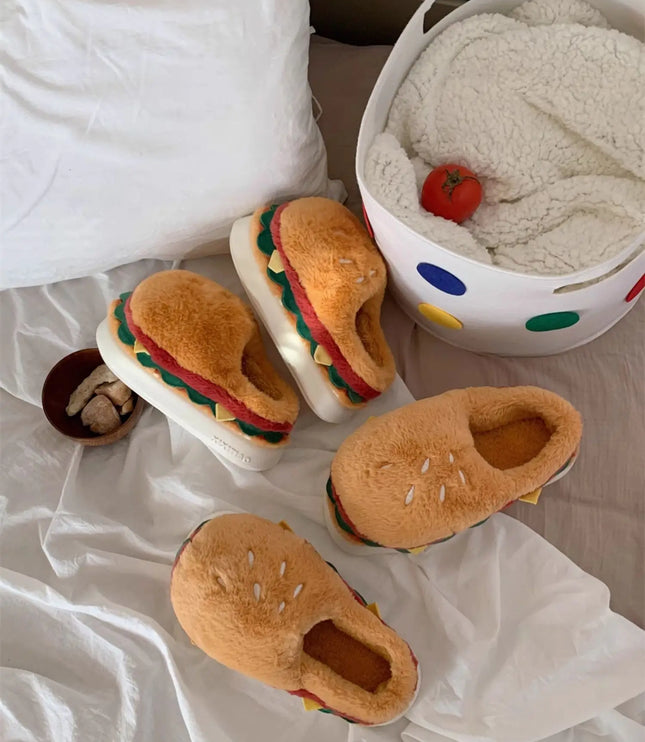 Hamburger Plush Slippers