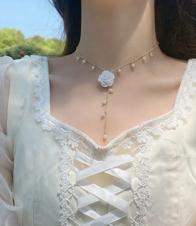 Pearl Camellia Necklace