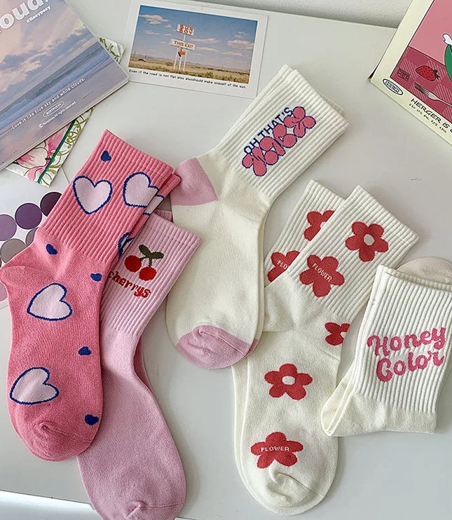 5Pairs Pink Dream Socks