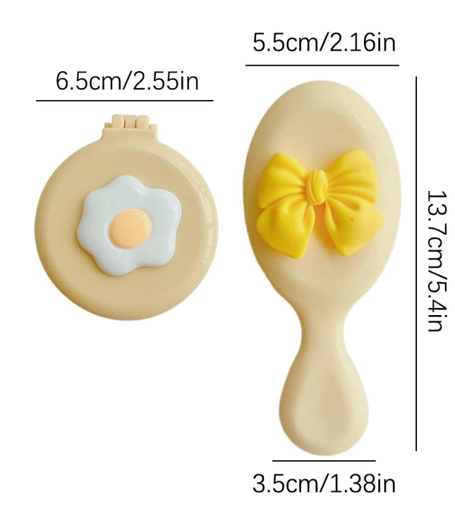 Mini Yellow Pocket Mirror & Comb