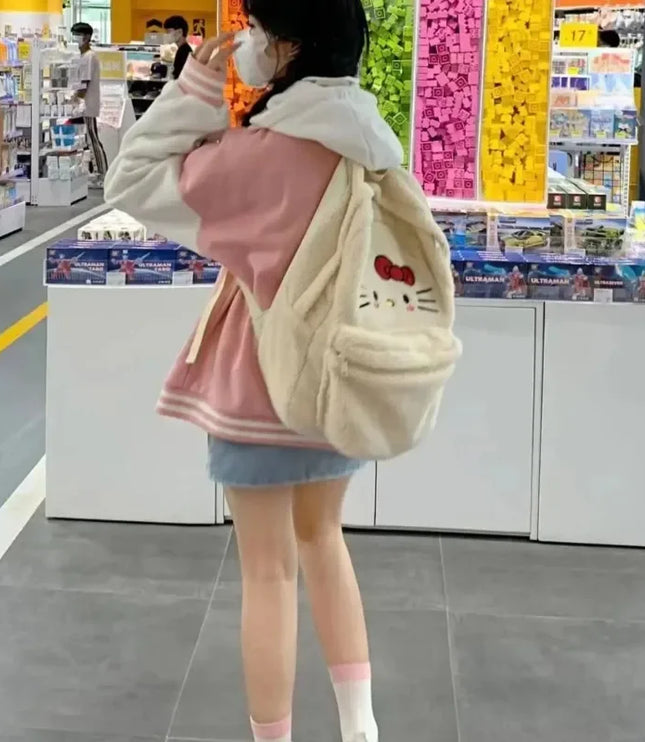 Hello Kitty Plush White Backpack